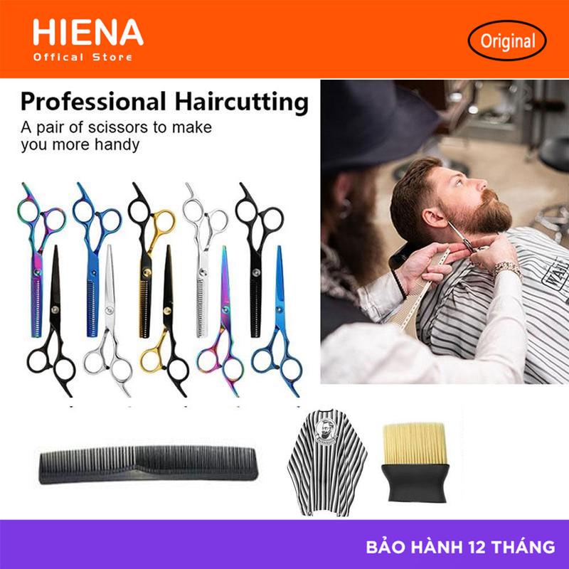  Kéo cắt tóc Nhật Bản Bộ kéo cắt tỉa tóc sơn đen cao cấp thép không gỉ Kèm phụ kiện 