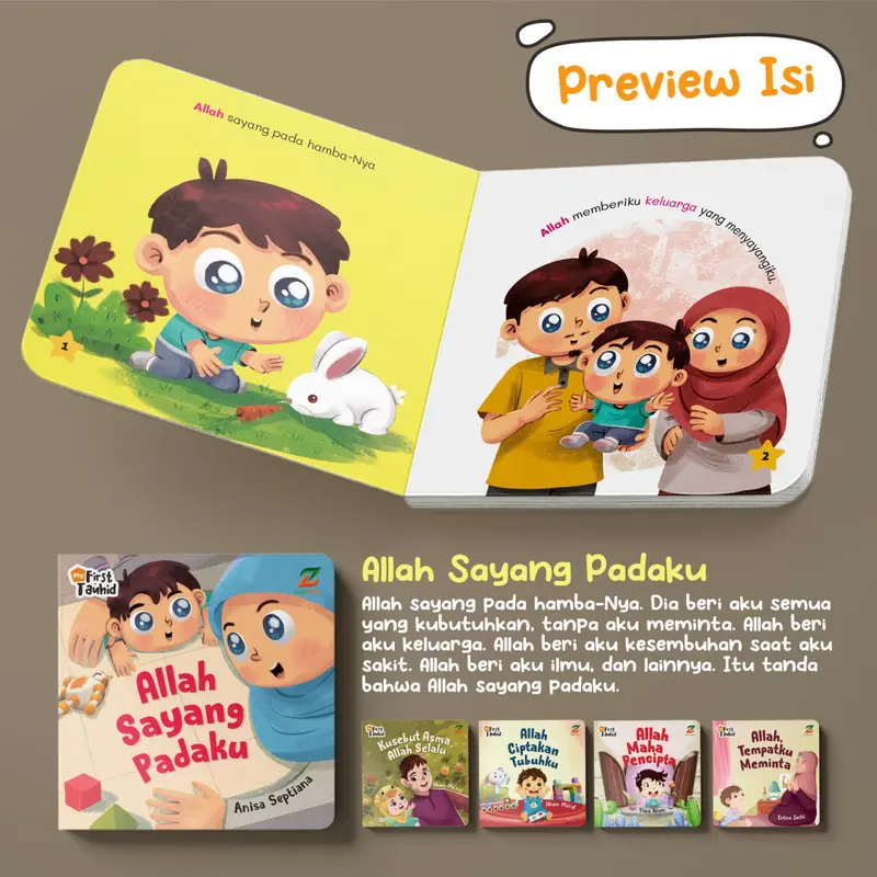 1 Paket 5 Buku cerita Boardbook Anak Mengenal Tauhid sejak dini untuk janin usia 2 3 tahun  - My fist Tauhid - Ziyadbooks 6