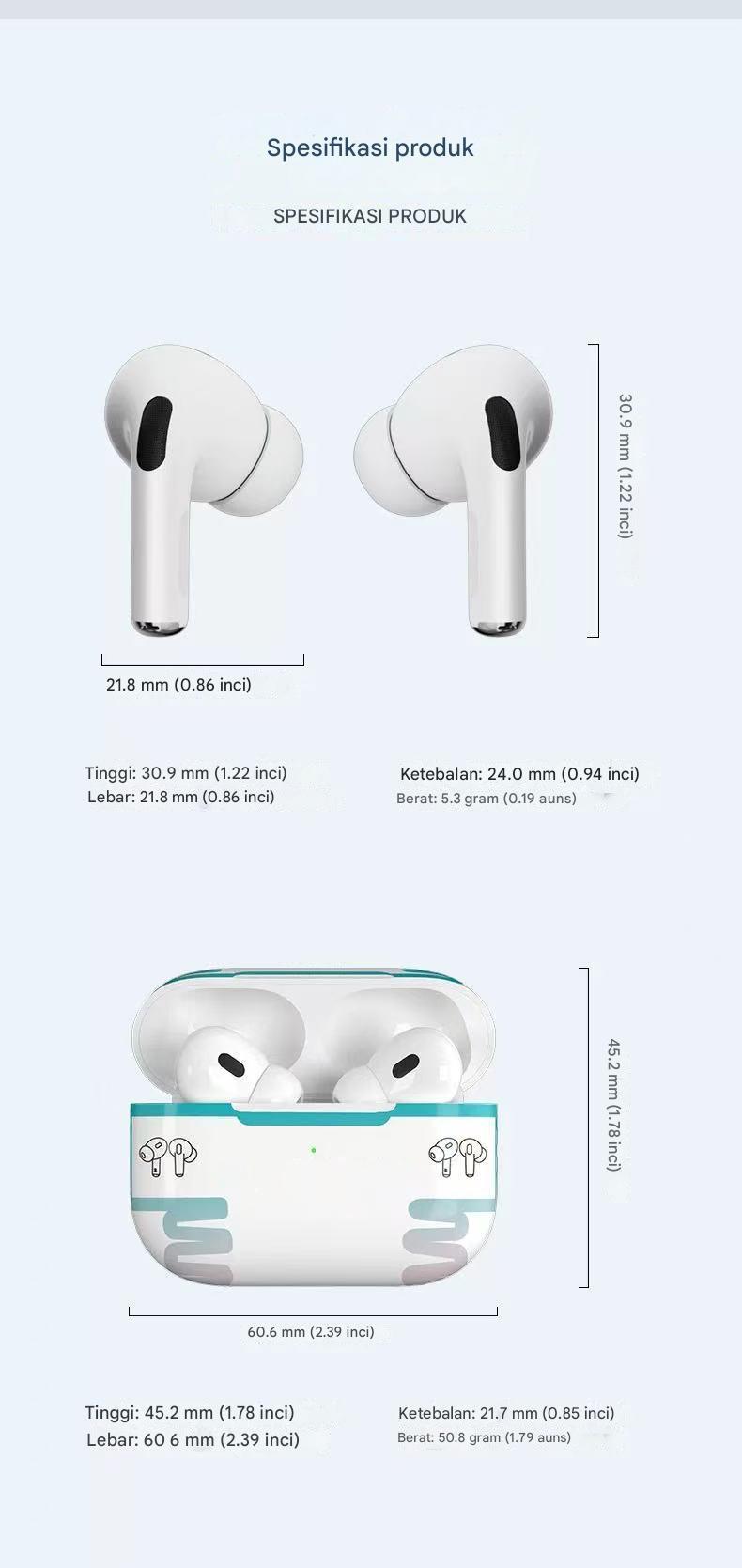 AI TWS Original TWS Earphone Nirkabel Bluetooth 5.3 Dual MIC Stereo Noise Reduction Bass HIFI Touch Control Earbuds