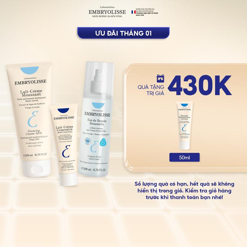  Bộ 3 bước chăm sóc da cơ bản  Sữa rửa mặt 200ml Xịt dưỡng 200ml Kem dưỡng ẩm 30ml  Embryolisse 