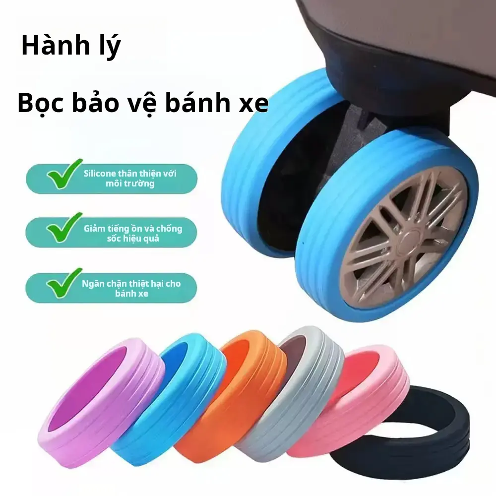 Vỏ Bảo Vệ Bánh Xe Hành Lý, Gói 8 Chiếc, Mềm, Chống Mài Mòn, Được Làm Bằng Silicone, Thích Hợp Cho Hộp Cần Kéo, Có Cổ Áo, Im Lặng