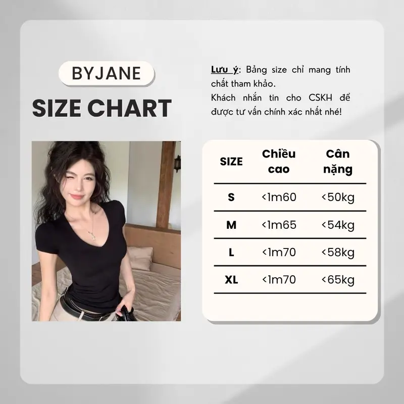 (DEAL MỞ BÁN) Áo thun cổ tim không viền may BYJANE 2 lớp vải -200 8