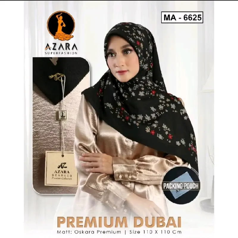 Alka - ( 7 hijab ) AZARA POUCH SEGIEMPAT MOTIF // BISA REQUEST WARNA // BAHAN VOAL DUBAI ( LOGO BESI AZ + HANGTAG ) 5