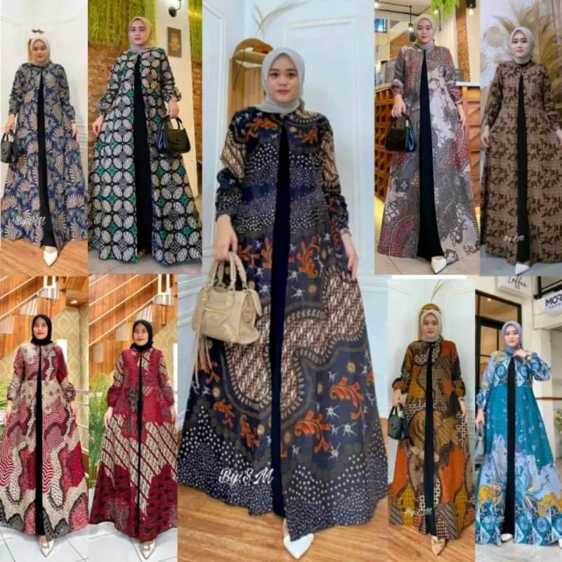 Gamis Batik Mix Moscrepe premium Wanita Busui Terbaru Gamis Batik Jumbo LD 130cm