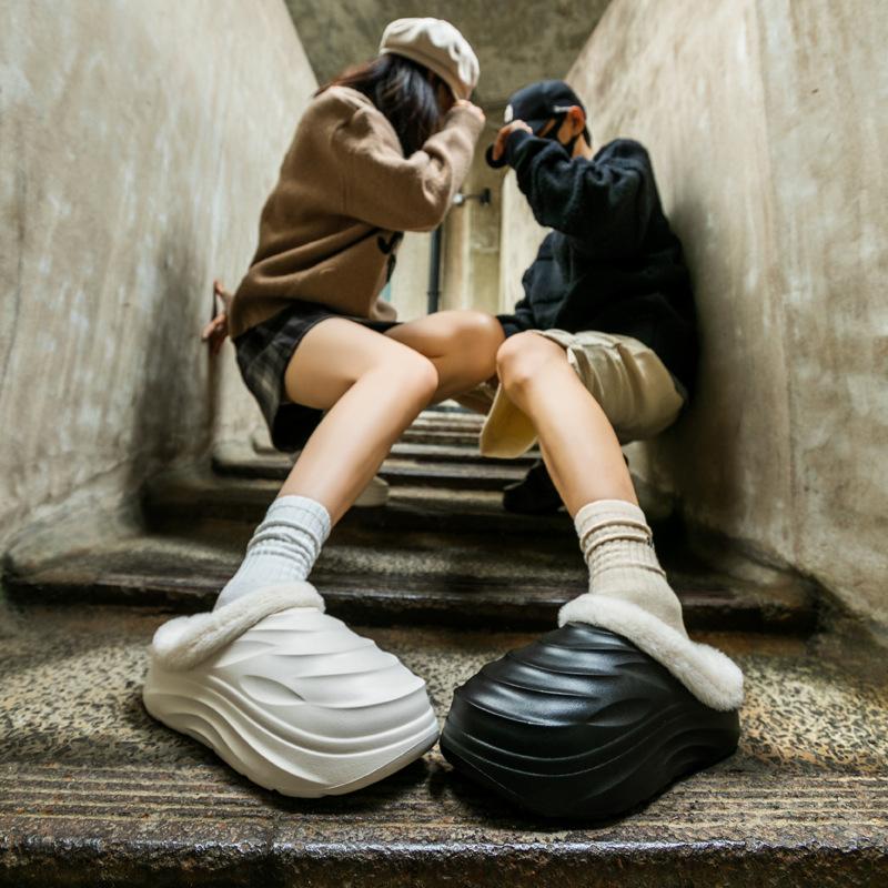 Broken Cocoon Couple Cotton Slippers Casual Non-Slip Thick Bottom Home Thickened Warm Slippers Outer Wear 2024 Plush Slippers 2