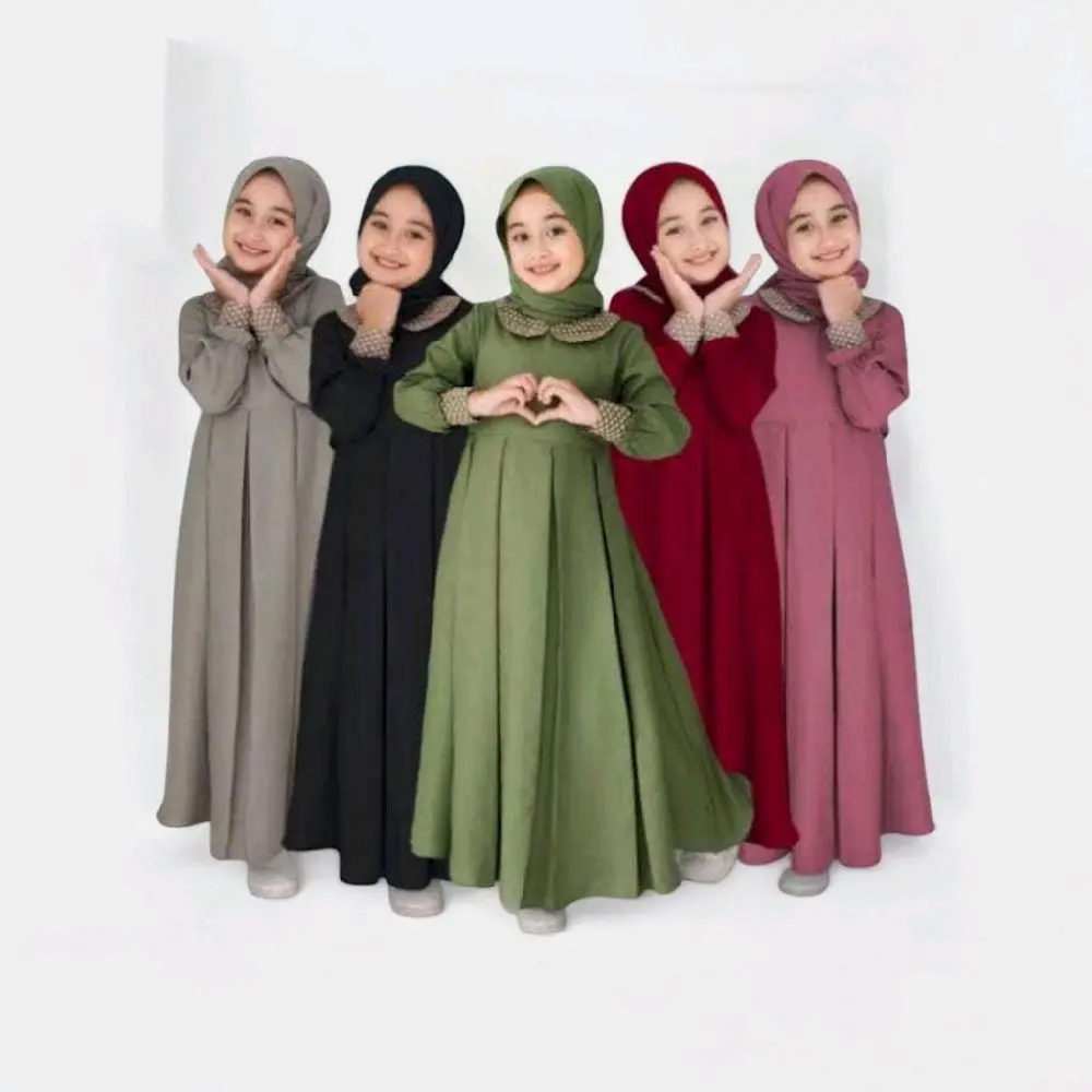 TERLARIS GAMIS ANAK HELENA KIDS (tanpa hijab) DRESS ANAK TREND 2025/muslim anak perempuan 3-12tahun/gamis anak cringkel Airflow S M L XL brokat Nyaman Baju Crinkle Syari viral Lebaran Remaja Tanggung Wanita Muslim Renda