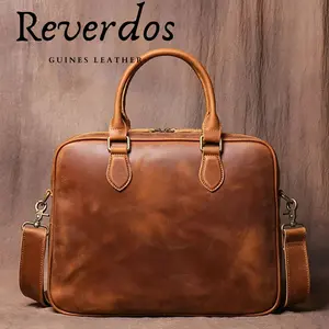 Tas Kantor Pria Kulit Asli Crazy Horse - Tas Kurir Tas Tangan Retro Bisnis Leather