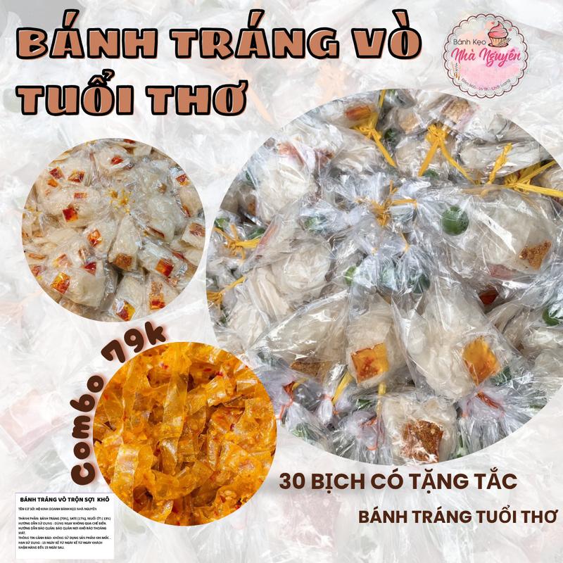 combo 30 bịch bánh tráng Vò trộn (bánh sợi khô) - tặng 30 tắc