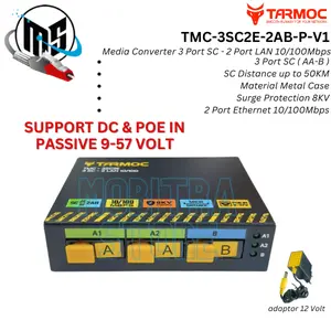 Tarmoc TMC-3SC2E-2AB-P-V1 | Media Converter Switch 3SC 2LAN / 3 SC 2 LAN 10/100Mbps POE IN 9-57 Volt | 3FO 2LAN / 3 FO 2 LAN 10/100 Mbps