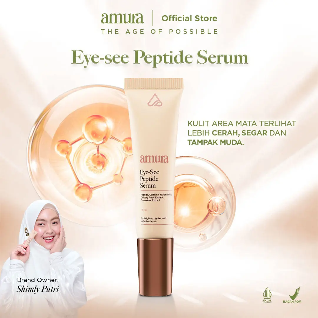Amura Eye-see Peptide Serum 10ml | Eye Cream Eye Serum Mencerahkan Area Mata Memudarkan Mata Panda Kantung Mata Cream with Cooling Tech
