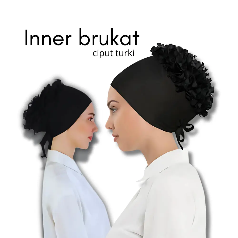Aksesoris Inner Ciput Brukat AKS101 Katun Jilbab Kerudung Turki Instan Hitam Dalaman