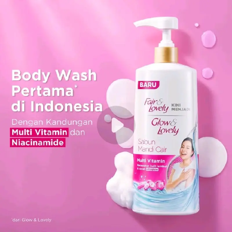 Glow & Lovely Sabun mandi PINK cair 550mL MULTI VITAMIN Mencerahkan 3