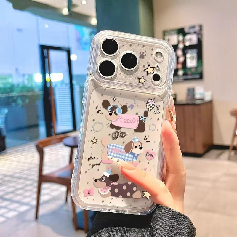 Ốp lưng iPhone trong suốt 3 con chó xúc xích dachshund đeo tai nghe mũ nón caro…