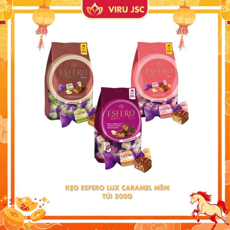 Nhập khẩu Nga - Kẹo Socola Esfero - Socola Cacao Hạnh Nhân Caramel - Túi 500g Snack Food Sô Cô La