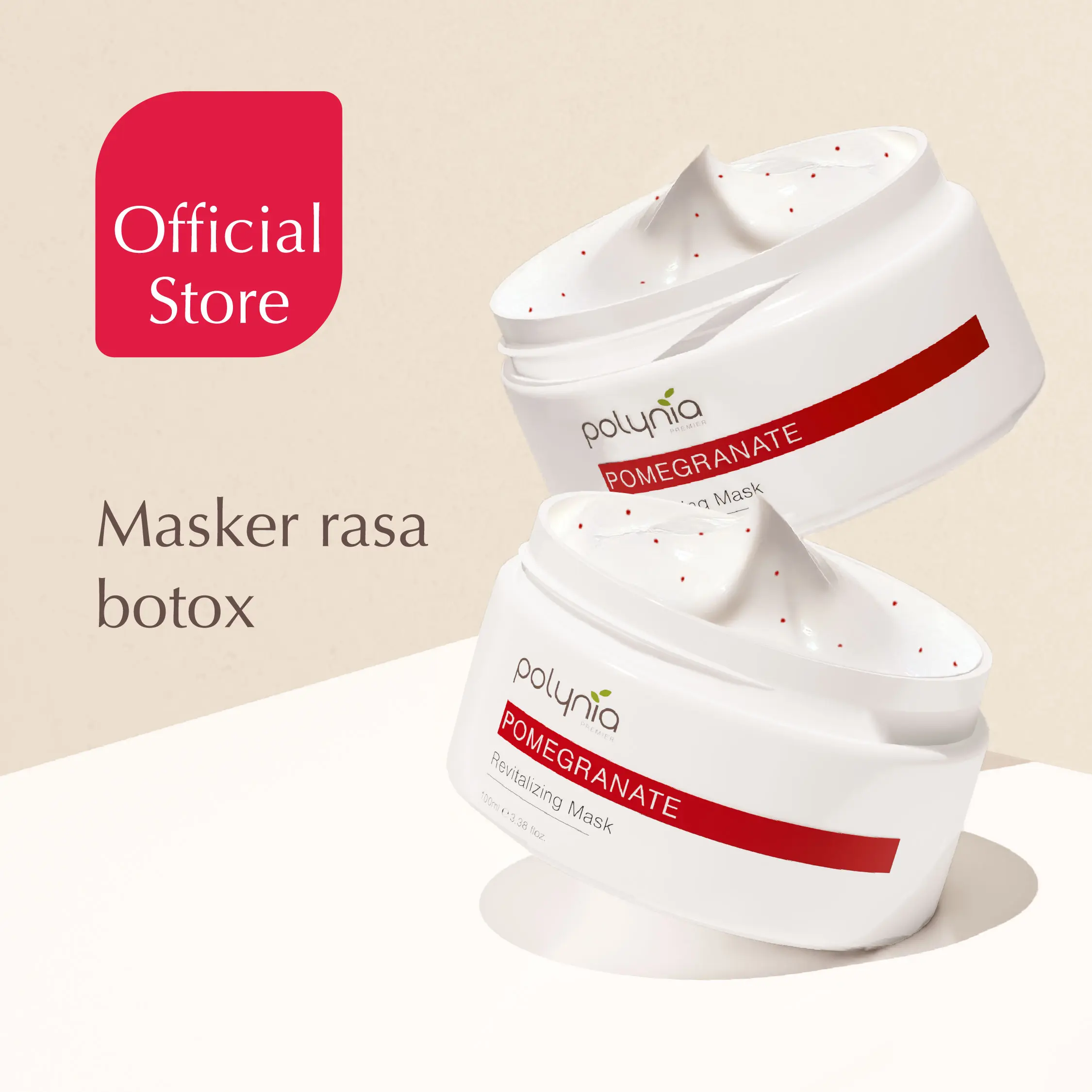 [HADIAH GRATIS] POLYNIA | Double Jar Pomegranate Revitalizing 100ml X2 |  Masker Mencerahkan Wajah Kusam | Anti Aging