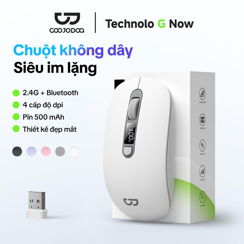 Chuột không dây siêu im lặng, 2.4G cấp độ DPI, pin 500 mAh, thiết kế đẹp mắt