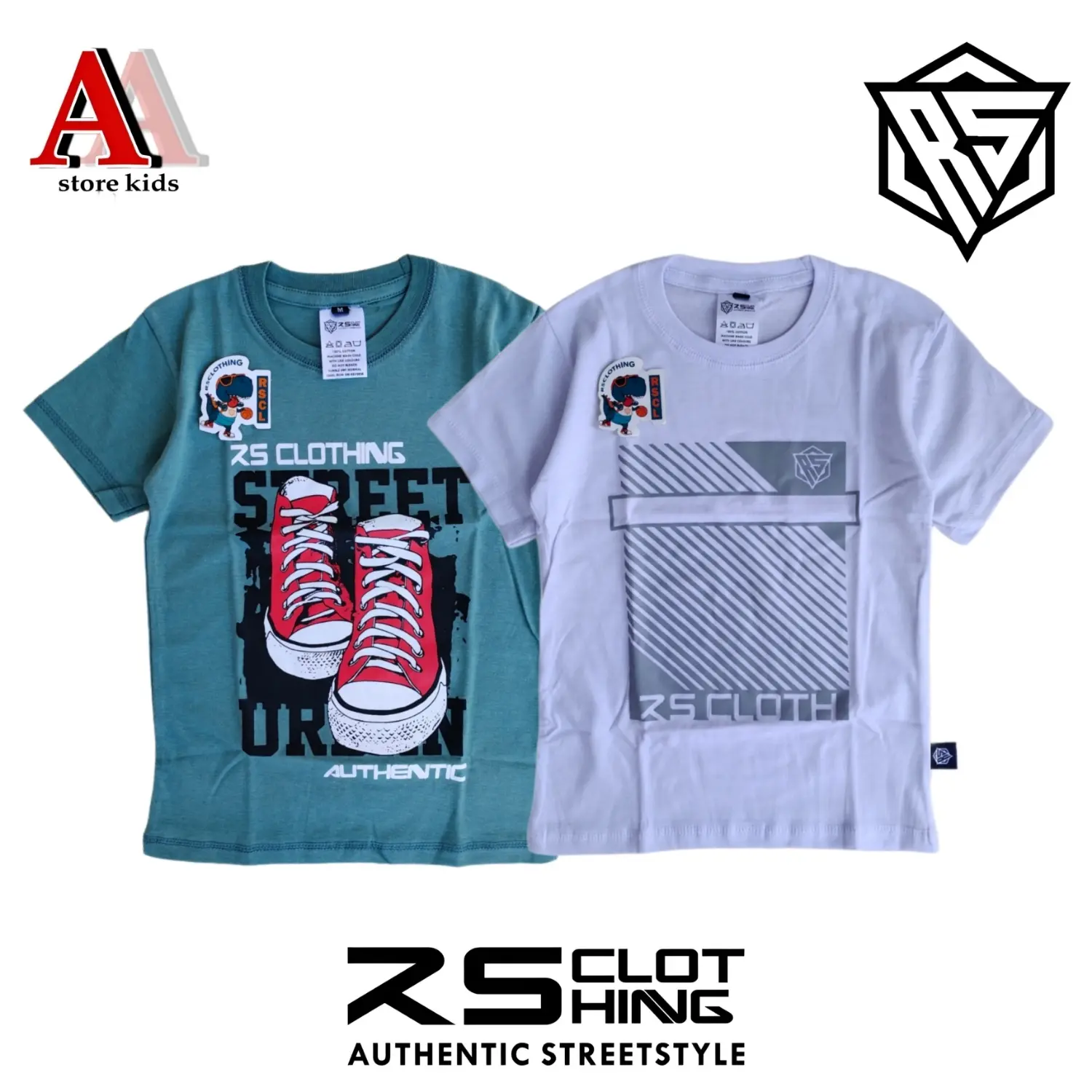 Paket 2 pcs baju kaos anak distro usia 4-14 tahun bahan katun 30s / aa store kids
