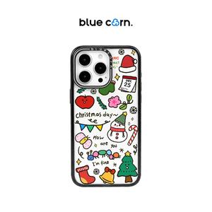 Bluecorn Brown Sugar Pudding Christmas Doodle Case for iPhone 16/15Pro Max frosting  phone Screen Protector Casing Protector Cover