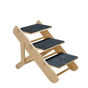 Portable Pet Ramp Dog Ladder Wood Cat Climbing Frame Non-Slip Pet Stairs For Elderly Pets For Small Spaces For Foreign Trade