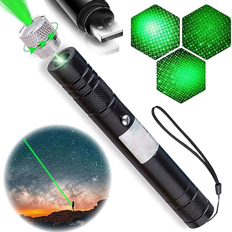 Bút laser sạc USB không thay pin, đầu bút đa mẫu hình chiếu hoa sao, bút chỉ điểm cho giáo viên, nhân viên văn phòng tiện lợi