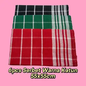 6pcs Serbet Warna 55x55cm Katun 100% Menyerap Air - Tersedia dalam Berbagai Warna dan Motif casual random Dapur polytex serbaguna kain lap tidak mudah terurai