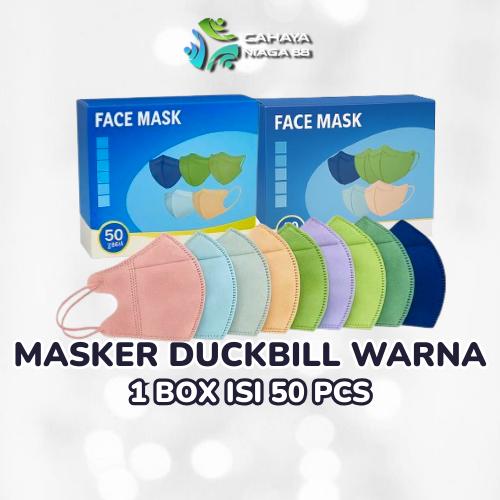 Masker Duckbil / Duckbill Warna - 1 Box Isi 50 Pcs (Warna Mix)