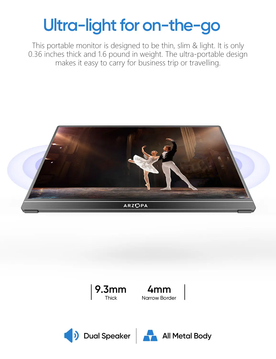 ARZOPA Màn hình di động,1920 * 1080P, Loại IPS, Tương thích với iPad, PC, Mac, Điện thoại, Xbox, Switch, PS4, USB-C và HDMI | BigBuy360 - bigbuy360.vn ARZOPA Màn hình di động,1920 * 1080P, Loại IPS, Tương thích với iPad, PC, Mac, Điện thoại, Xbox, Switch, PS4, USB-C và HDMI | BigBuy360 - bigbuy360.vn