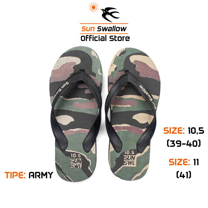 Gambar Sandal Jepit Karet Pria Sun Swallow Army Sendal Motif Tentara Warna Coklat Size 10,5 11 Ukuran 39 40 41 - 10,5 (39-40) dari Sun Swallow Sandals Kota Administrasi Jakarta Utara Tokopedia