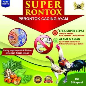 Perontok Cacing Ayam Super Rontox dengan Curcuma Aeruginosa dan Nichoma Papaya