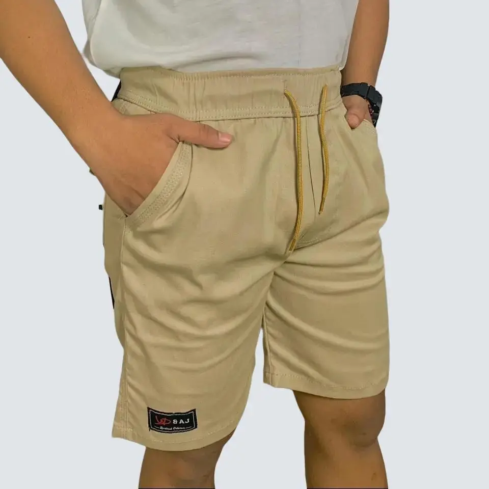 Celana Broadshort Pria Pendek Pinggang Karet Nyaman Stretcy Melar Surfing Katun Twill Kancing Kantong Stretch Santai Distro Pantai Cowok