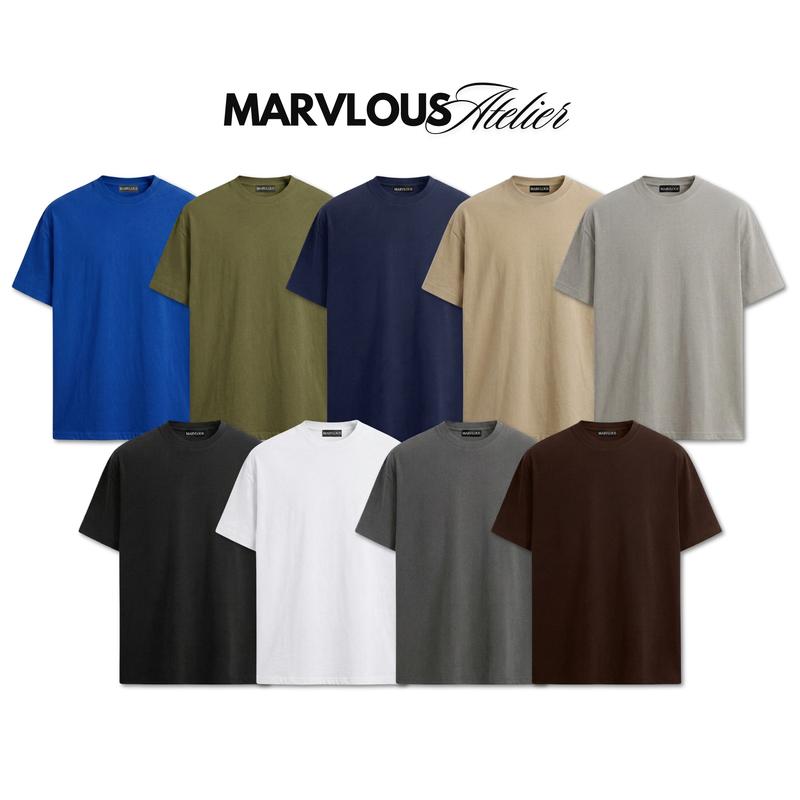 [Deal mở bán] Áo Thun Cổ Tròn Trơn Unisex Nam Nữ MARVLOUS - Áo Phông Cotton Co Giãn T0