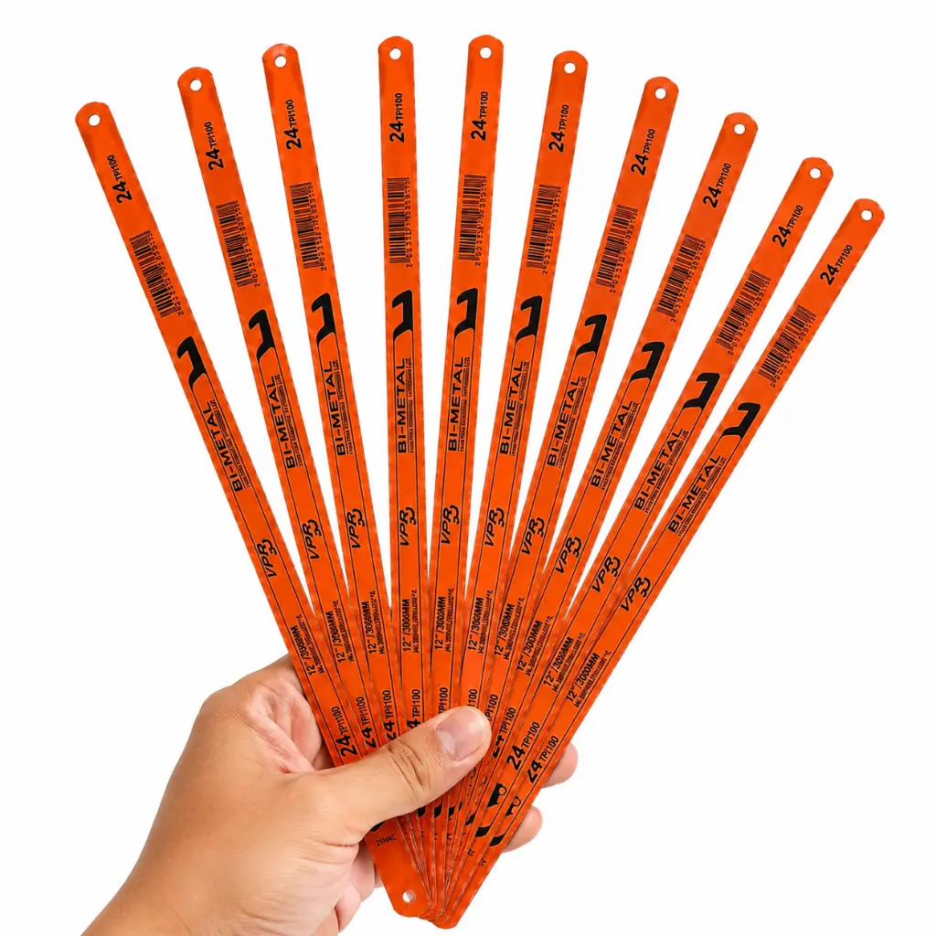 Paket 10PCS Mata Gergaji Besi Bi-Metal 12 Inch 300mm 24 TPI Hacksaw Blade HSS Tahan Lama Tajam untuk Potong Besi Baja Aluminium