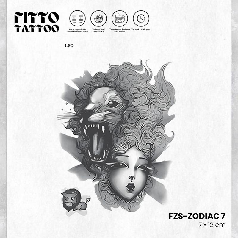 tato temporer premium semi permanen tattoo fruit ink zodiac tatoo zodiak tatto pisces gemini leo taurus Temporary 1