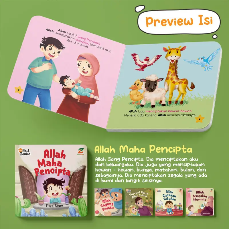 1 Paket 5 Buku cerita Boardbook Anak Mengenal Tauhid sejak dini untuk janin usia 2 3 tahun  - My fist Tauhid - Ziyadbooks 5