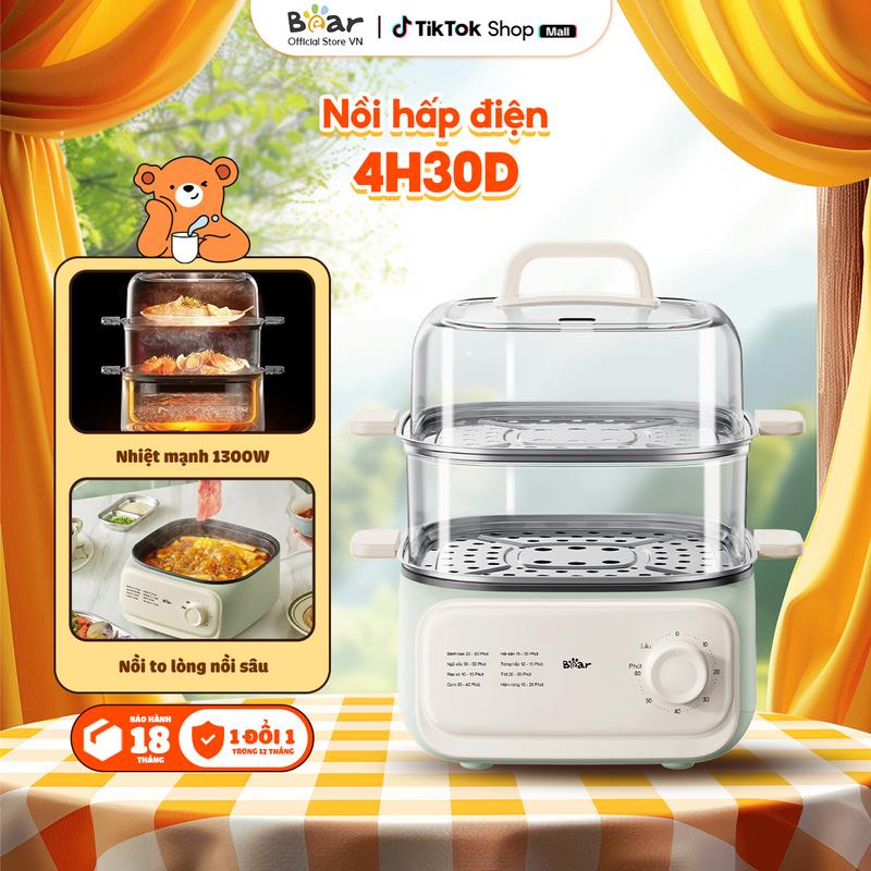 Nồi Hấp Thức Ăn 10.3L Bear EFS-4H30D Điện đa năng | Hấp Lẩu đa năng 3 tầng