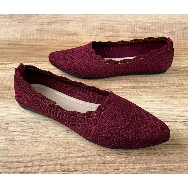 Sepatu balet rajut import korean style Wanita Shoes Karet RVL-26 flatshoes mura