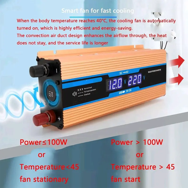 Carmaer Car Power Inverter DC 12V to AC 220V with LED Display 500W 4