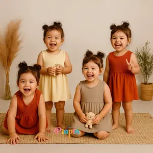 Pinpin Kids - Dress Tanpa Lengan Anak Perempuan / Dress Lucu / Dress Anak Perempuan Fashion