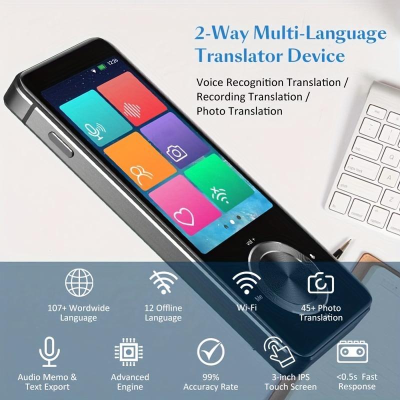 Product Introduction of M9 Language Translator Device Portable Voice Interpreter In 107 Languages Real-time 2-WAY Voice Translator Support Recording Text Translate Photo Translating Chinese/English/Japanese/Korean 2