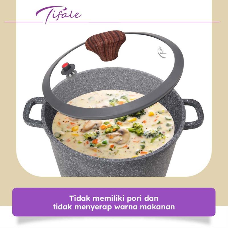[CHOCO] Tifale Xora Stockpot 6L 24cm – Panci Gentong Granite Anti Lengket dengan Tutup Kaca 2