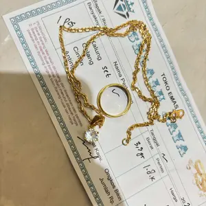 Paling lariss....Kalung wanita e.m.a.s mudah motif nuri pre liontin permata  indah,satu dan cincin polos elegan dan anti karat bisa cod