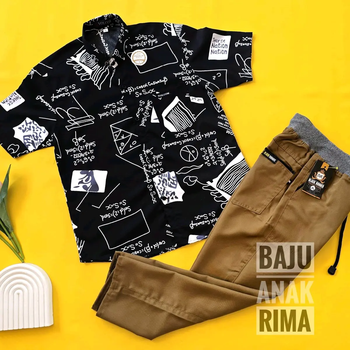 GRATIS ONGKIR /COD/ PILIH Setelan Kemeja Anak Motif Laki laki Lengan Pendek Celana Panjang Untuk Anak Usia 4-12 Tahun By Sensasi Kids