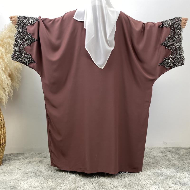 Product Introduction of 1417#  Modern Dubai Embroidery Big Cuff Nida Batwing Sleeve Modest Fashion Butterfly Abaya 20