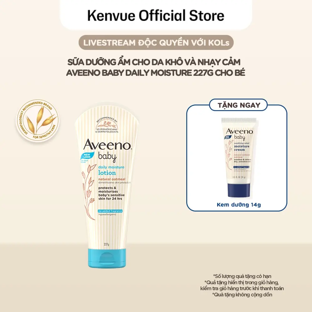 Sữa dưỡng ẩm cho da khô và nhạy cảm Aveeno Baby Daily Moisture 227g | Cho Bé