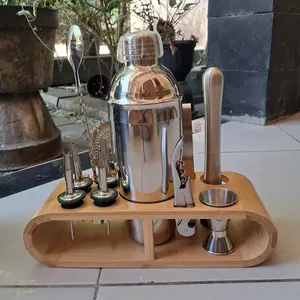 Set Bartender Kit 10pcs | Stainless Steel Cocktail Shaker 750ml Jigger