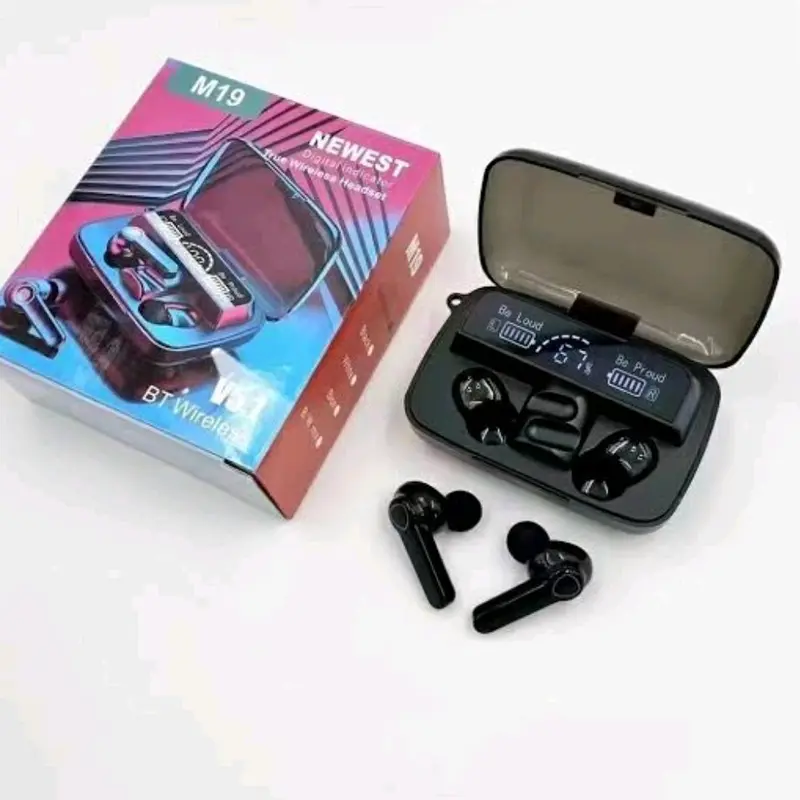 Handsfree Bluetooth TWS M19 Wireless Earphone Blututh V 5.1 Led Display Plus Asesoris Music Hp Mp3 Musik Bass Headset Speaker Spiker Player 2