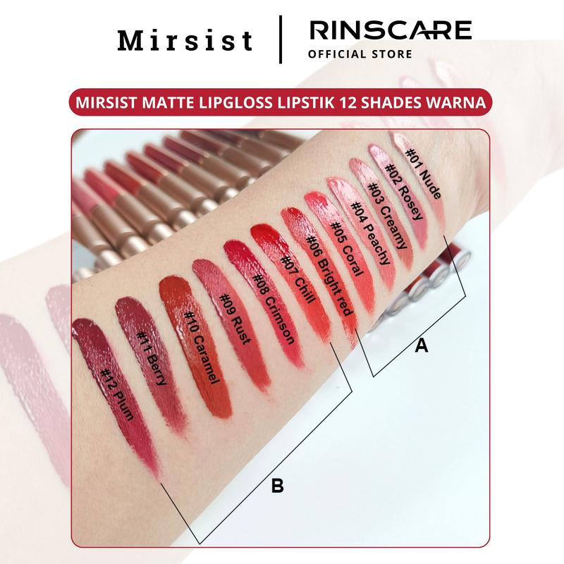 MIRSIST - Matte Lipgloss Lipstik Matte Nude Tahan Air Longlasting 12 Shades Harum Lipstick Lipmatte 2
