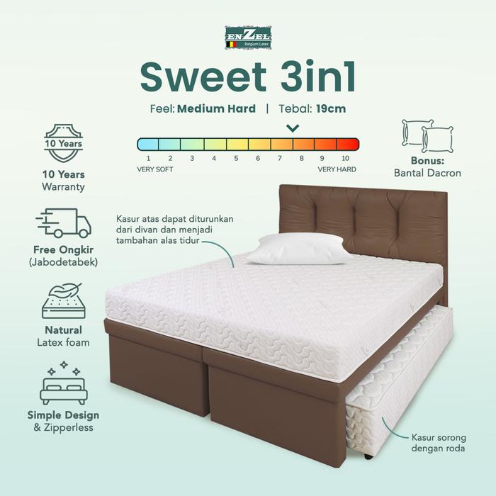 Gambar Kasur Sorong 3in1 Full Latex - Enzel Sweet - Medium Hard - UK 140x200 - Fullset 140x200 dari Enzel Belgium Latex Kota Tangerang Selatan Tokopedia