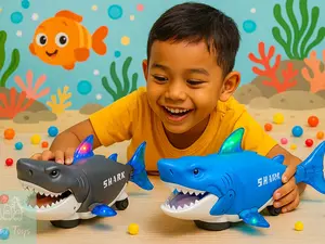 Mainan Anak Robot Baby Shark Ikan Hiu Berjalan Light & Sound 0201