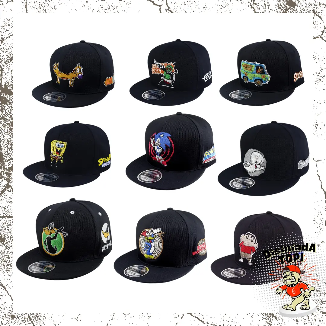 Topi Distro Snapback Bordir Karakter Pria dan Wanita Premium Quality